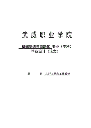 杠桿工藝和工裝夾具課程設計6943779