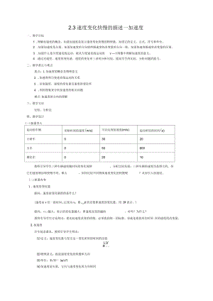 高考物理一輪復(fù)習(xí)《速度變化快慢的描述加速度》優(yōu)質(zhì)教案