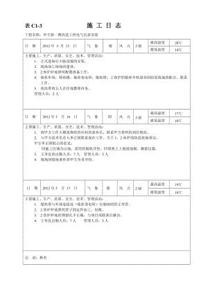 表C14 施工日志