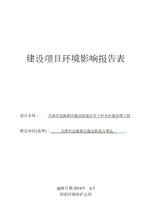 海濱街道沙井子村水環(huán)境治理工程建設(shè)項目環(huán)境影響報告表