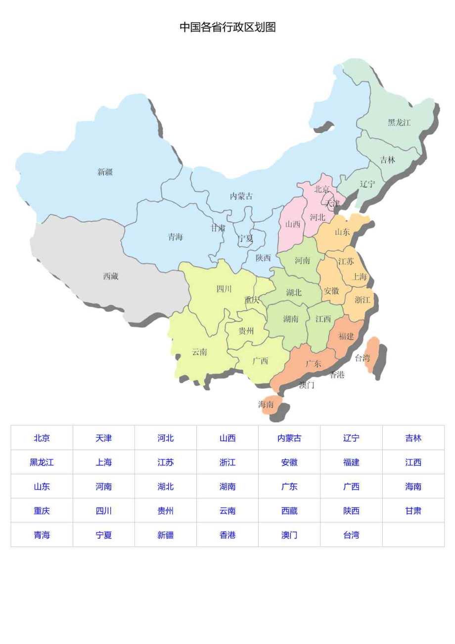 中国各省行政区划图_第1页