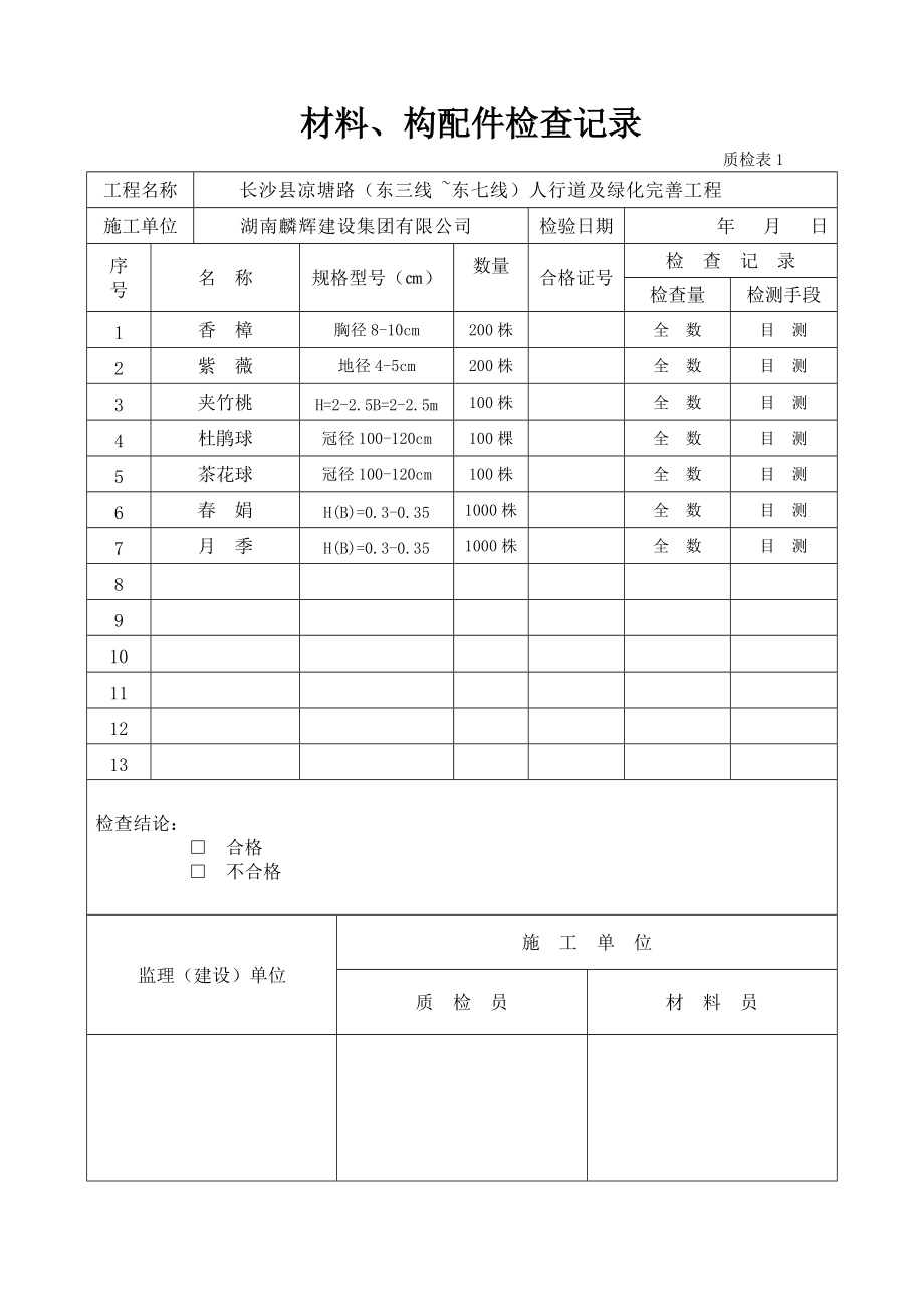 材料进场记录数量表Word_第1页