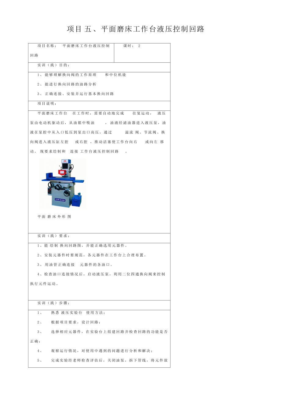 平面磨床工作臺(tái)液壓控制回路_第1頁(yè)