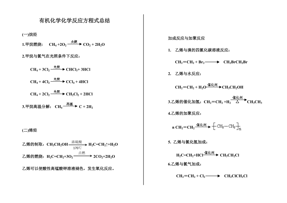 有机化学反应方程式_第1页