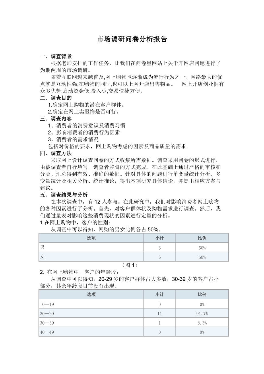 市场调研问卷分析报告