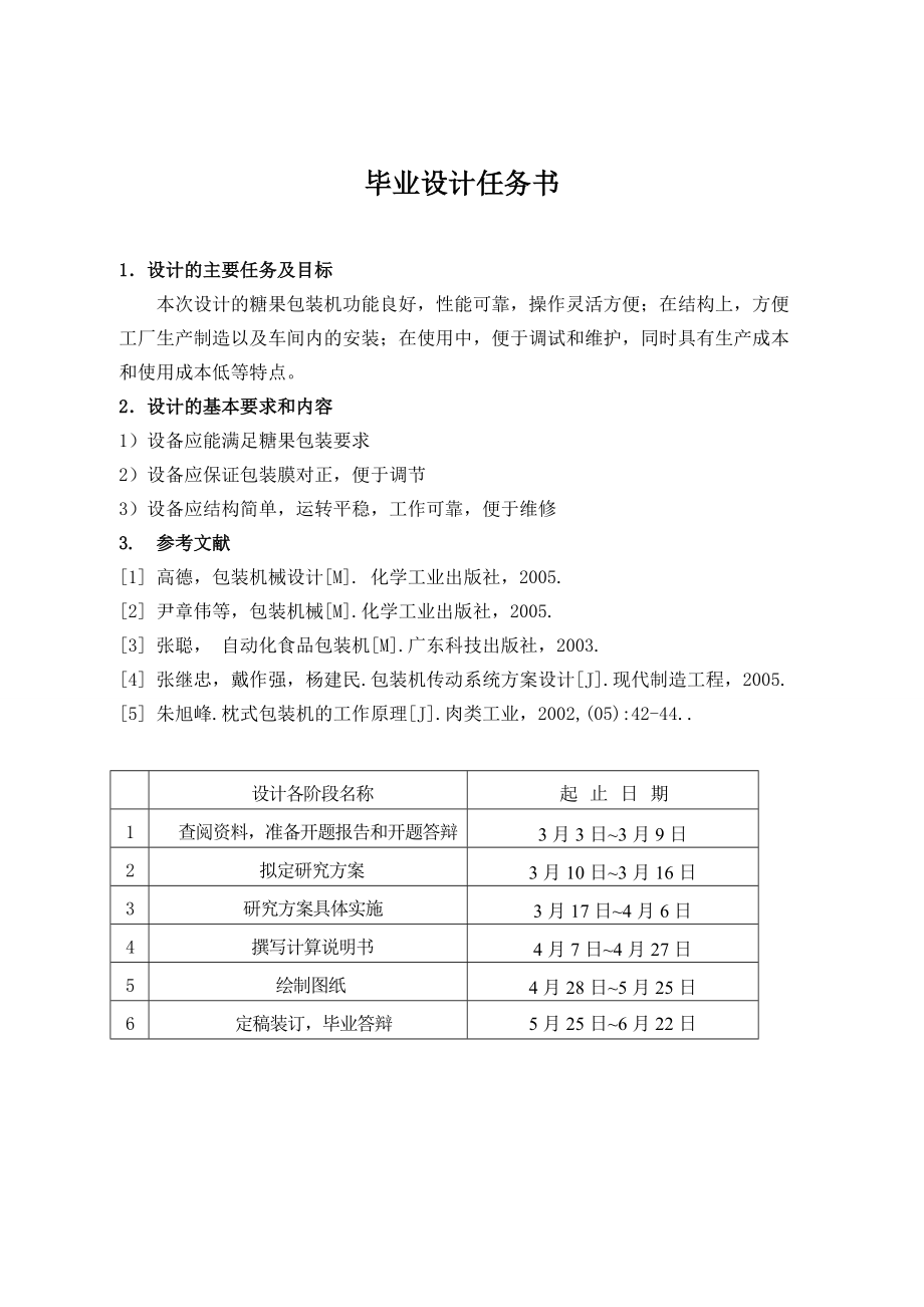 畢業(yè)論文設計糖果枕式包裝機豎封裝置設計.doc_第1頁