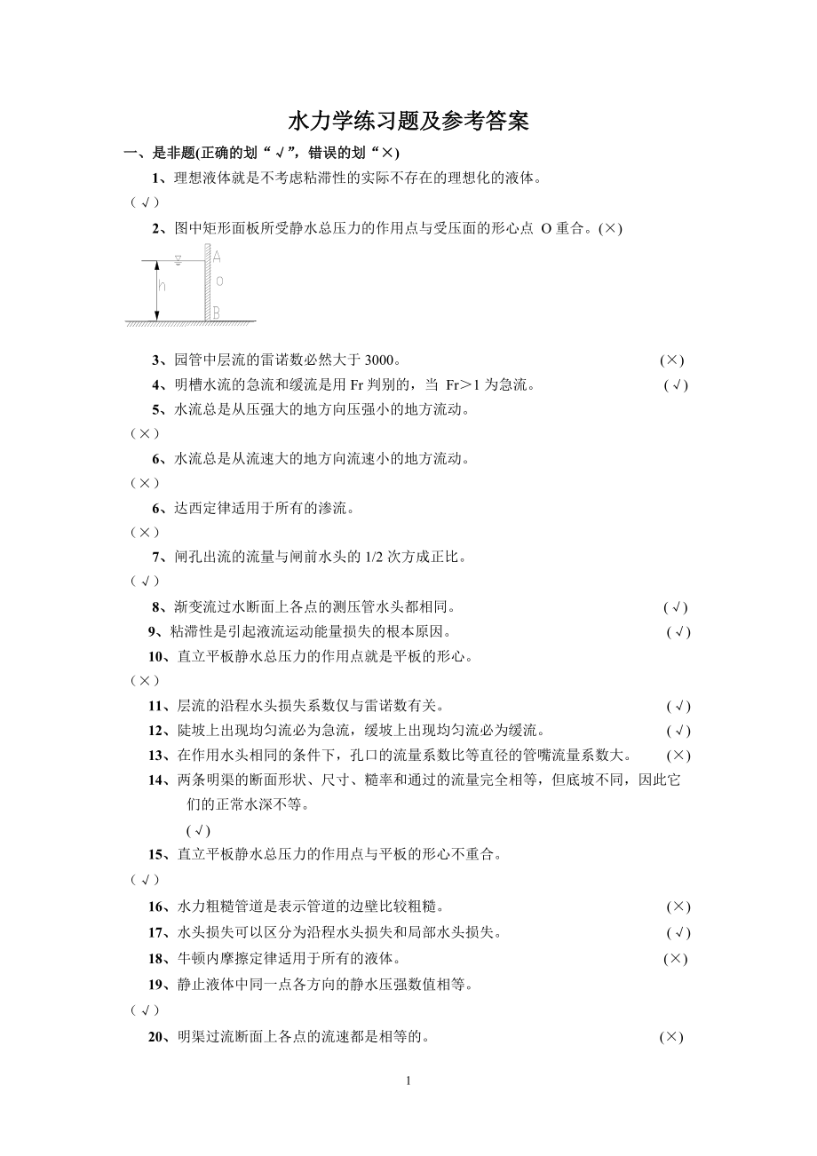 水力學練習題及答案_第1頁