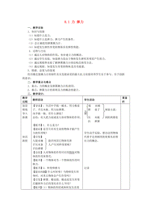 八年級(jí)物理下冊(cè)81力彈力教案二蘇科版