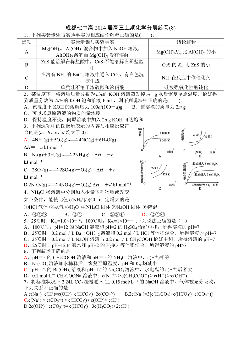 成都七中高高三上期化學(xué)分層練習(xí)_第1頁(yè)