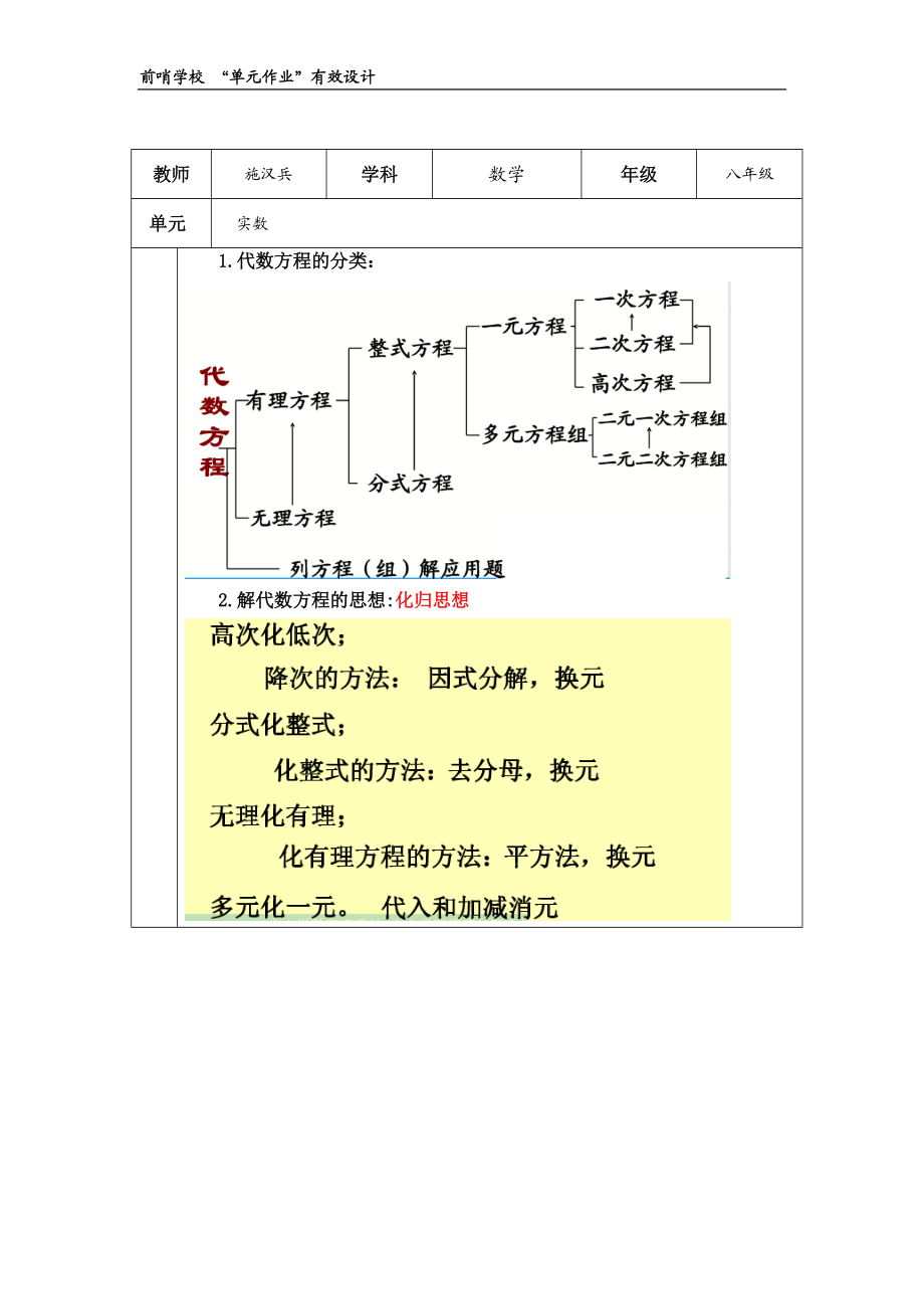 代數(shù)方程單元設(shè)計_第1頁