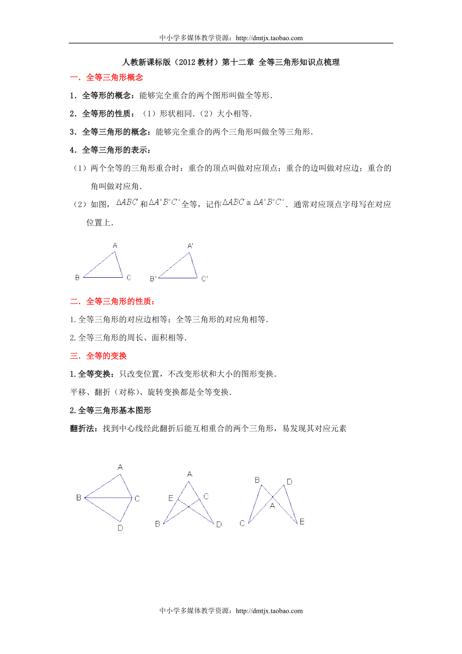 第十二章全等三角形知識點(diǎn)梳理_第1頁