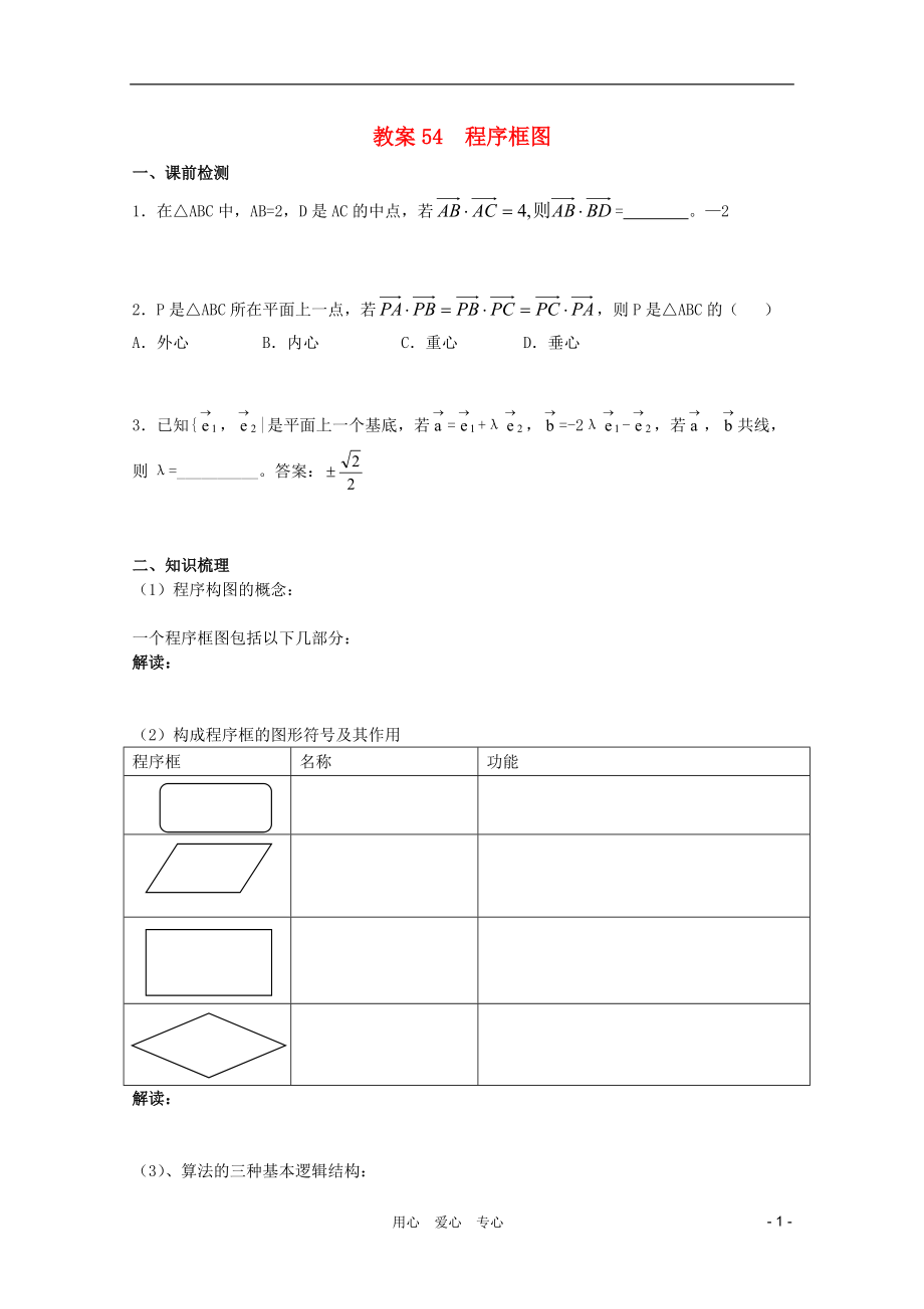 北京第十八中学高三数学第一轮复习54程序框图教案学生版_第1页