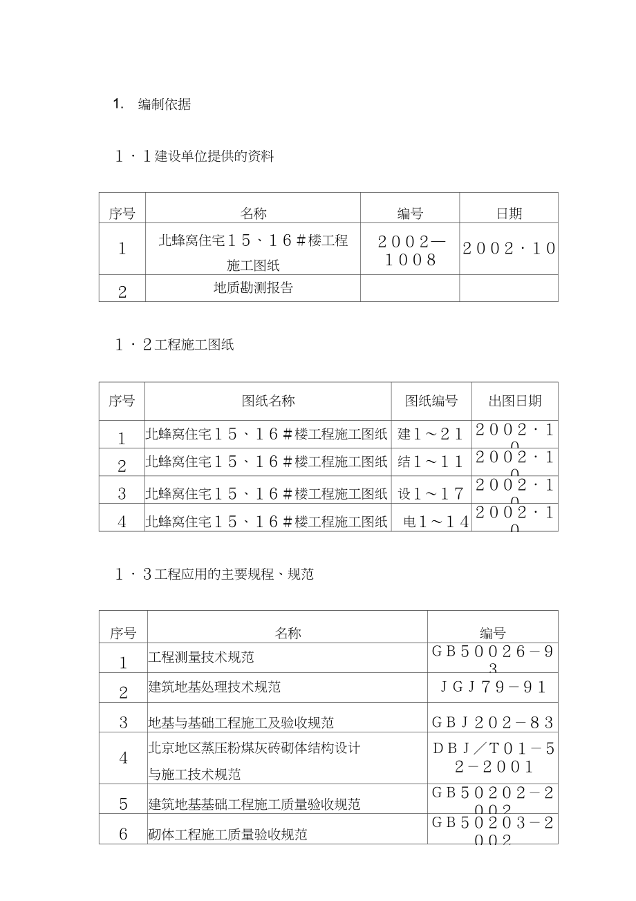 北蜂窩施工組織設(shè)計(jì)01_第1頁