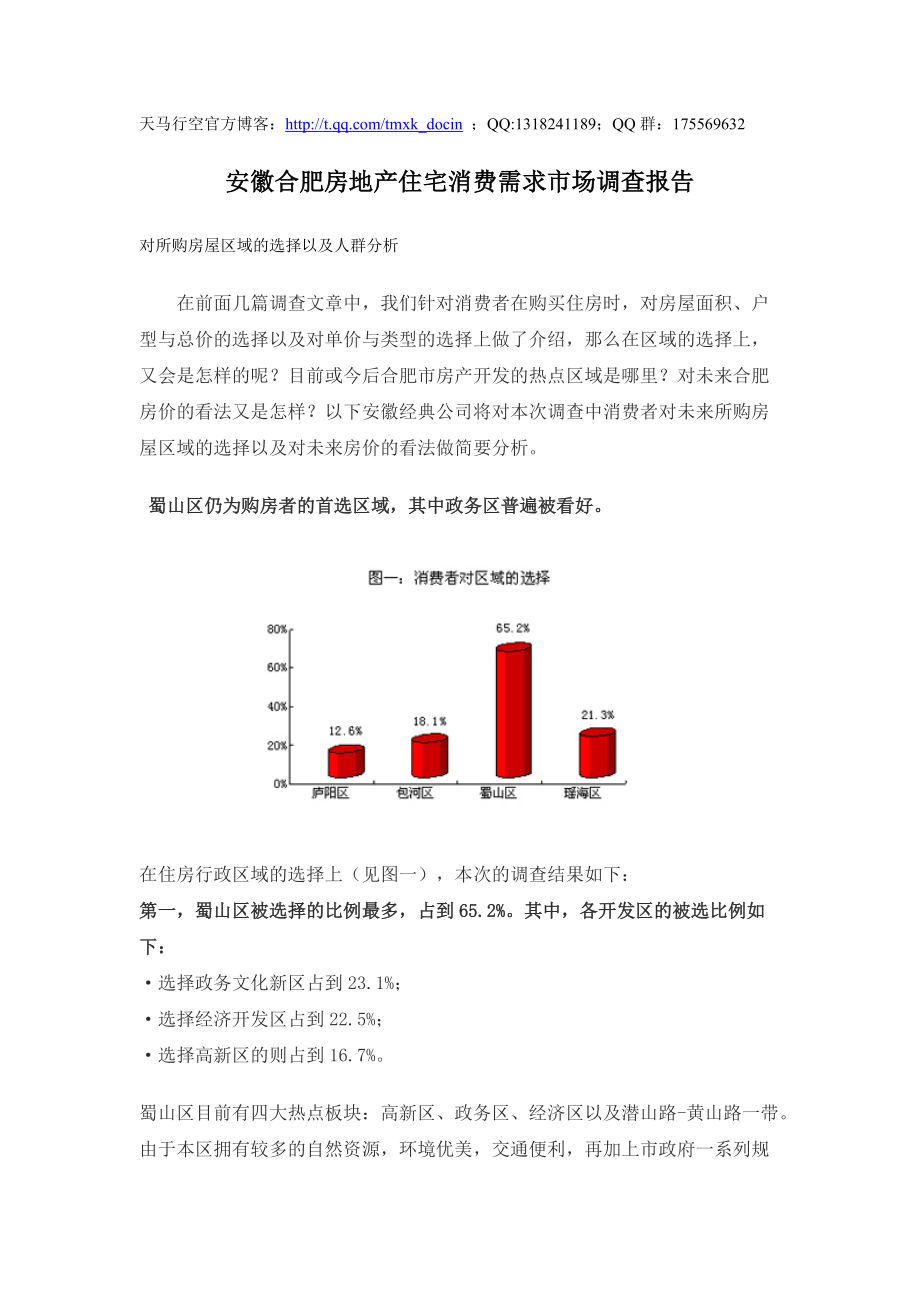 市場調研安徽合肥房地產住宅消費需求市場調查報告_第1頁