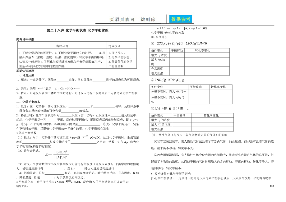 第二十八讲化学平衡状态化学平衡常数基础教育_第1页