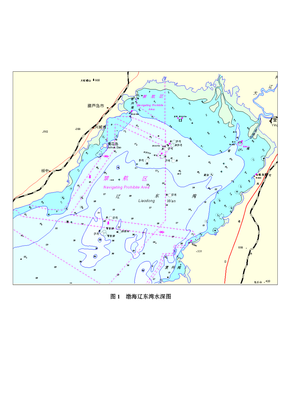 渤海海域水深图_第1页
