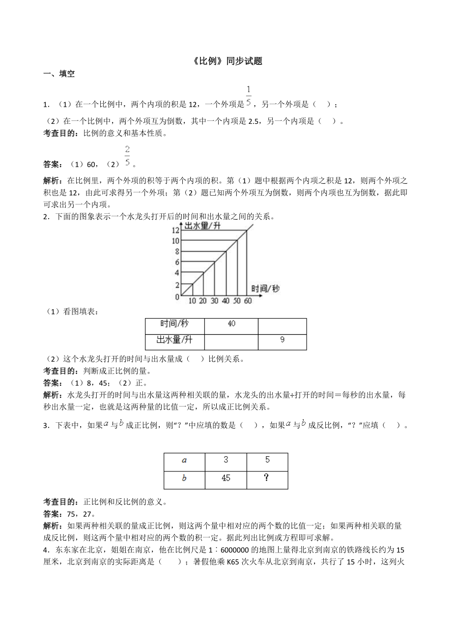 六年级下册第四单元测试题_第1页