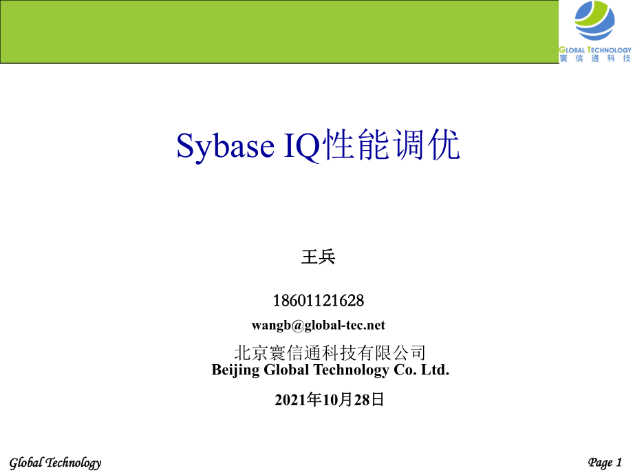 SybaseIQ性能调优Server和数据库调优PPT文档资料_第1页