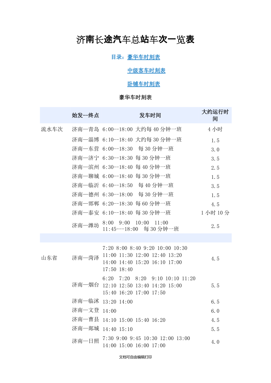 济南长途汽车总站车次一览表_第1页