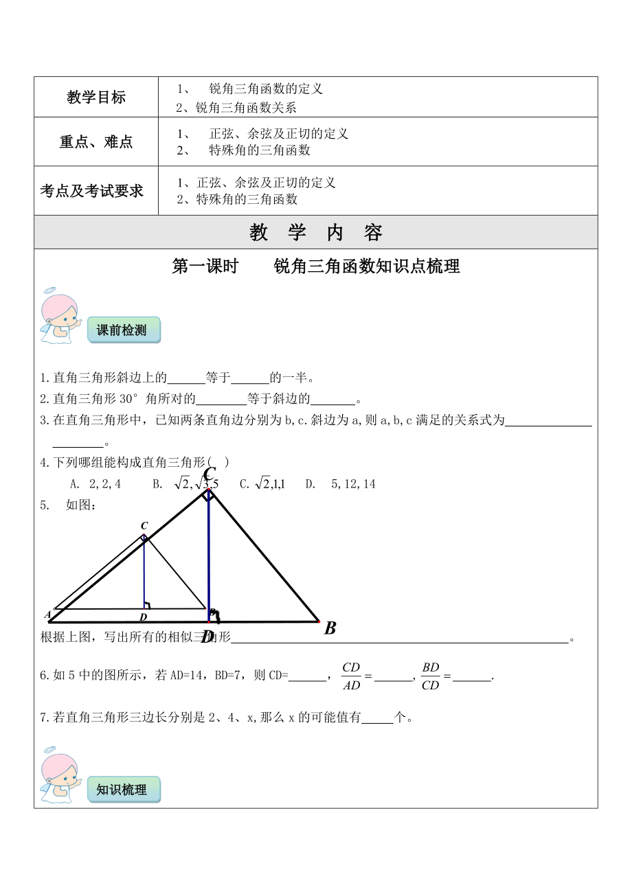 2022年中考數(shù)學(xué)考前專(zhuān)題輔導(dǎo) 銳角三角函數(shù)_第1頁(yè)