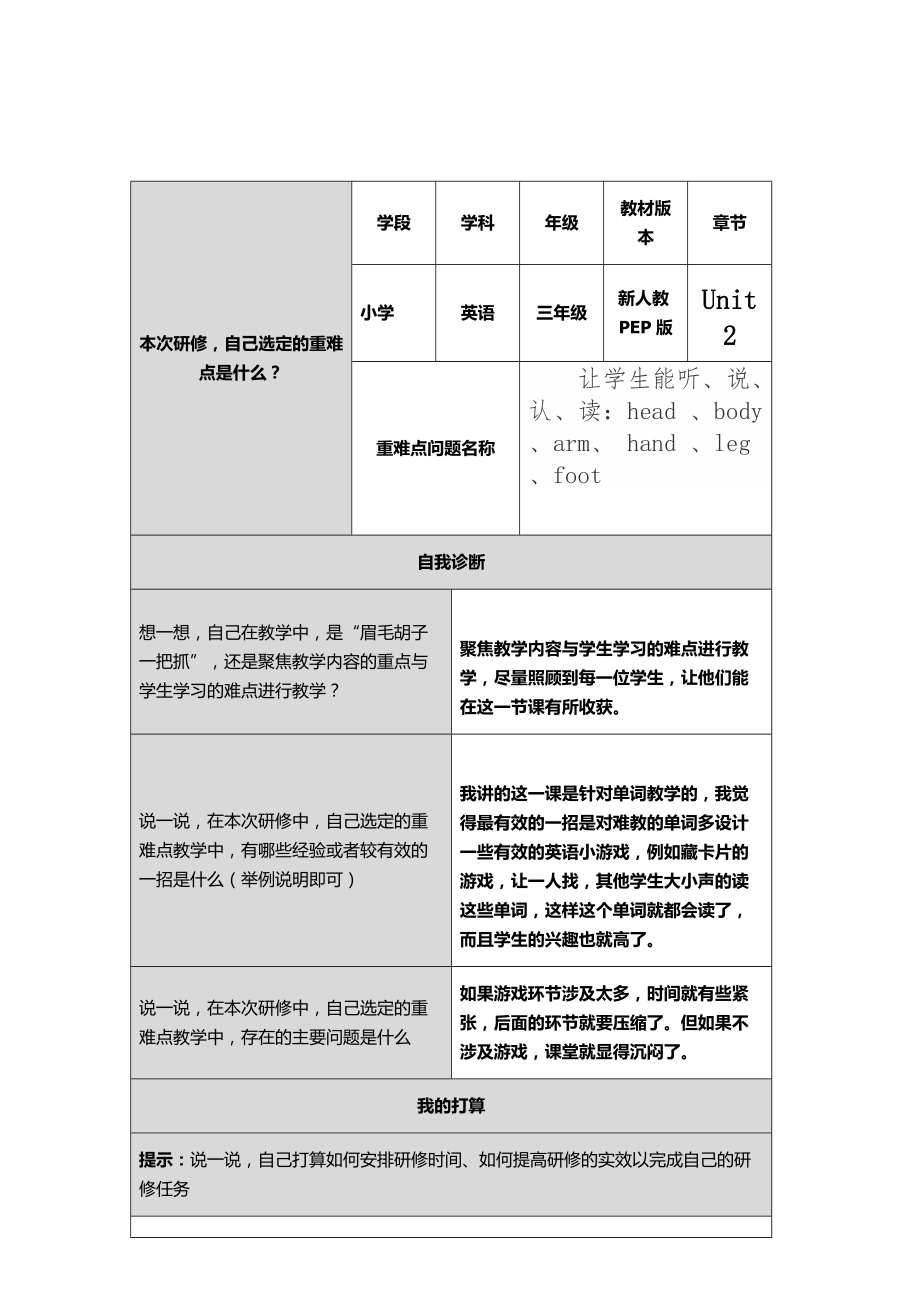 Unit2LookAtMePartBLet’sLearn反思计划单_第1页