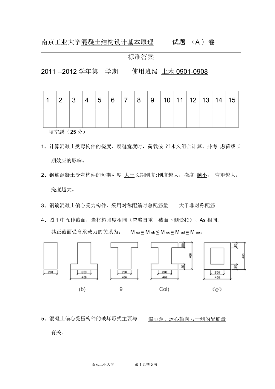 南京工业大学-混凝土(A卷)_第1页