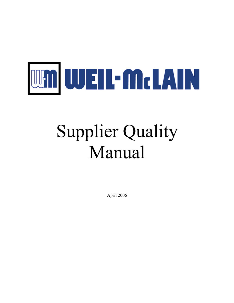 SupplierQualityManualContentsWeilMcLain_第1页