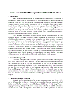 TONE LANGUAGE SPEAKERS’ ACQUISITION OF ENGLISH INTONATION英語專業(yè)畢業(yè)論文