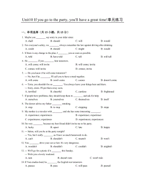 【人教版】八年级英语上册：Unit10单元练习(含答案)9页