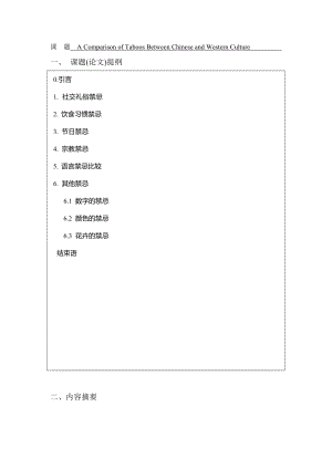 A Comparison of Taboos Between Chinese and Western Culture英語專業(yè)畢業(yè)論文