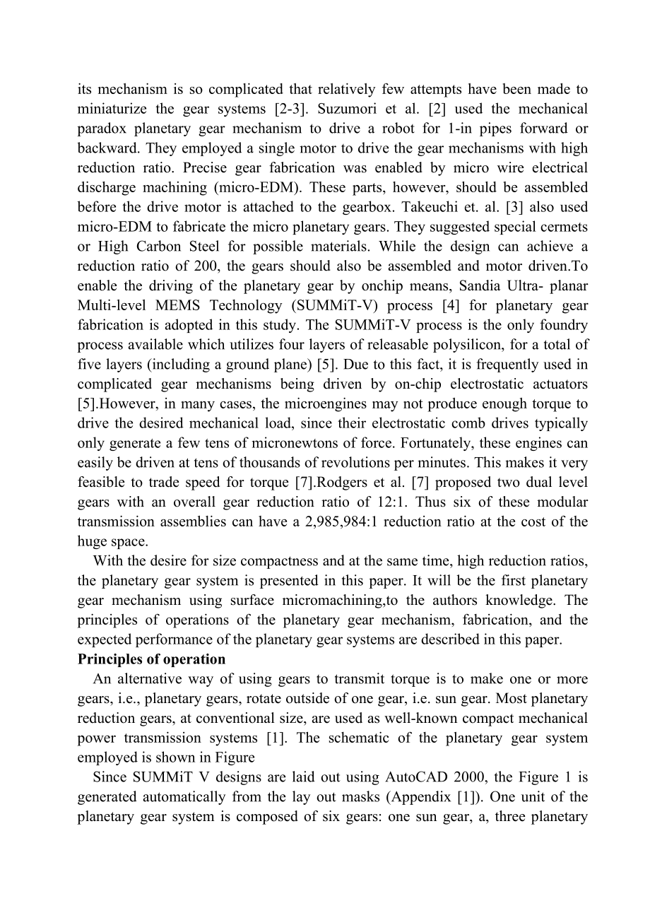 機械外文翻譯外文文獻英文文獻採用表面微加工技術製造微型行星齒輪