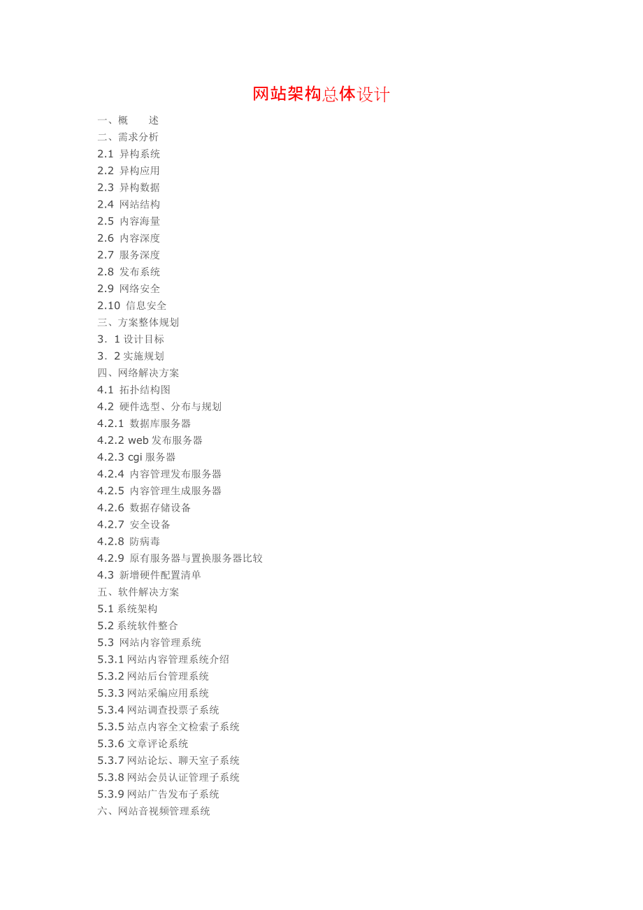 网站架构总体设计毕业设计（论文)word格式_第1页