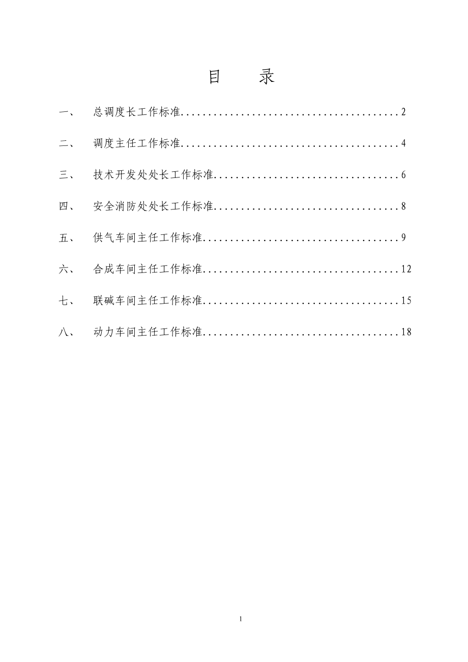 化工厂联碱厂各科室主任处长工作标准_第1页