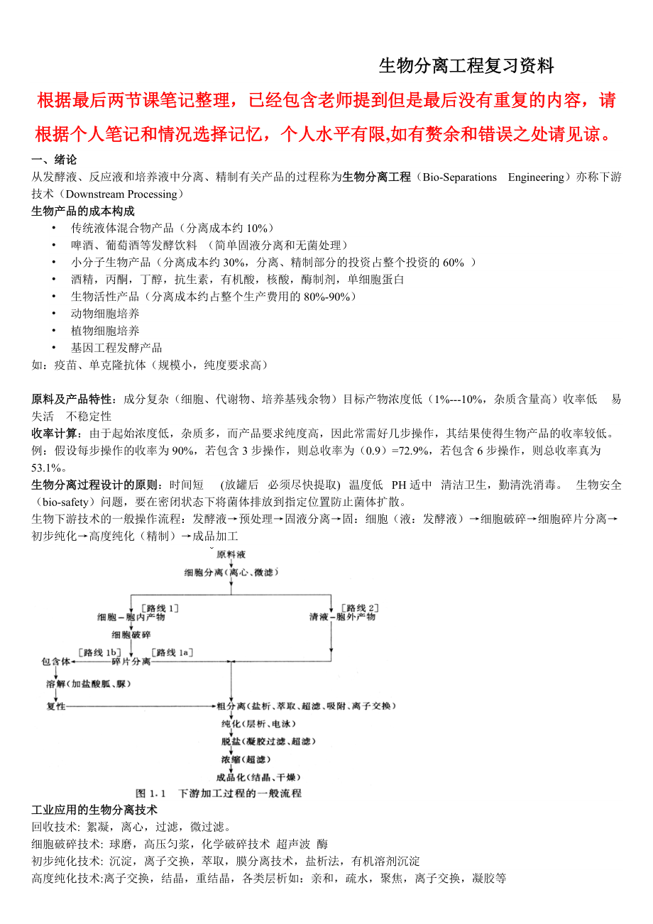 生物分离工程复习资料_第1页