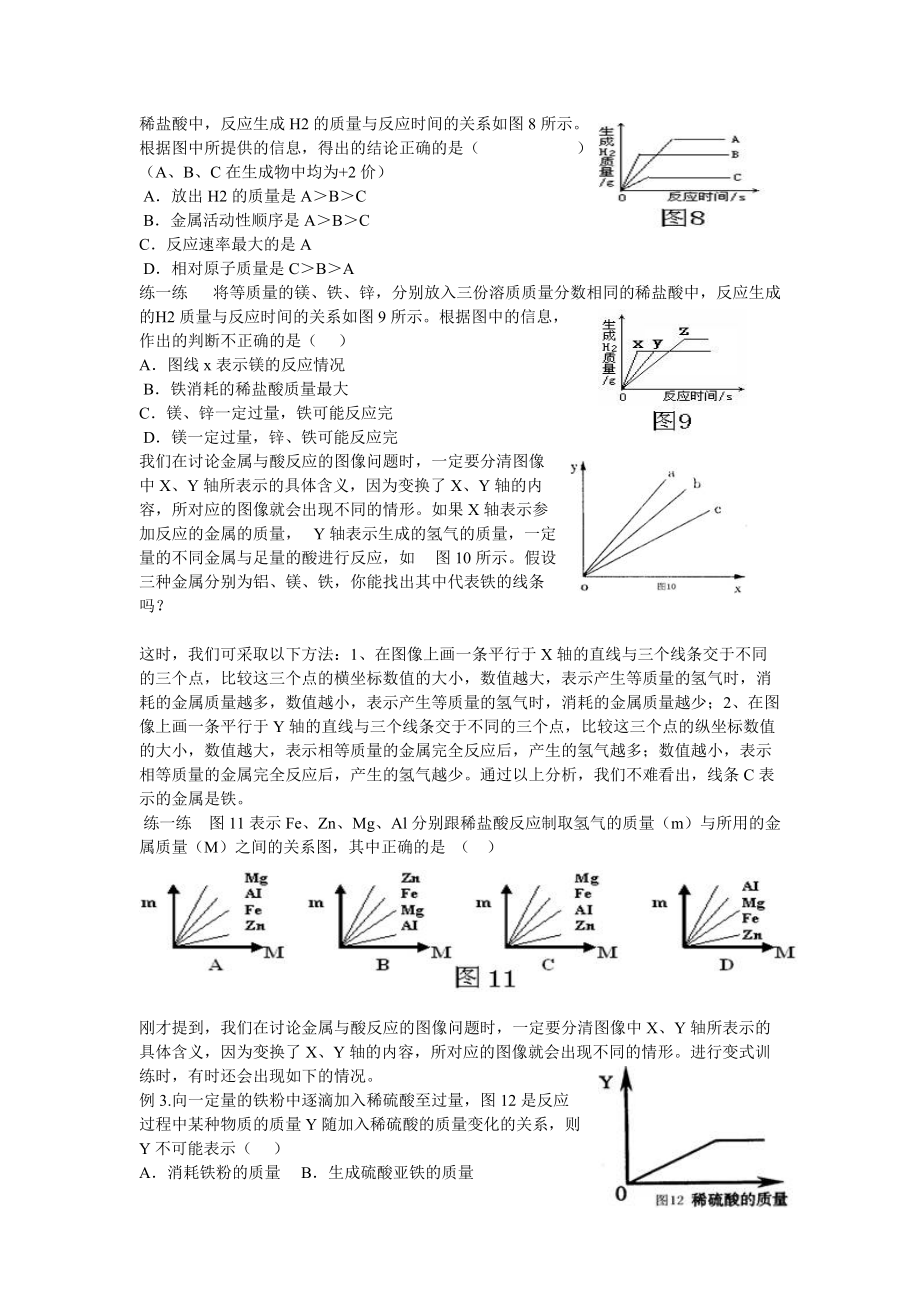 例析金屬與酸反應的圖像題