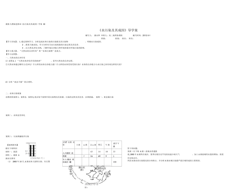 人教版選修6《水污染及其成因》學(xué)案_第1頁