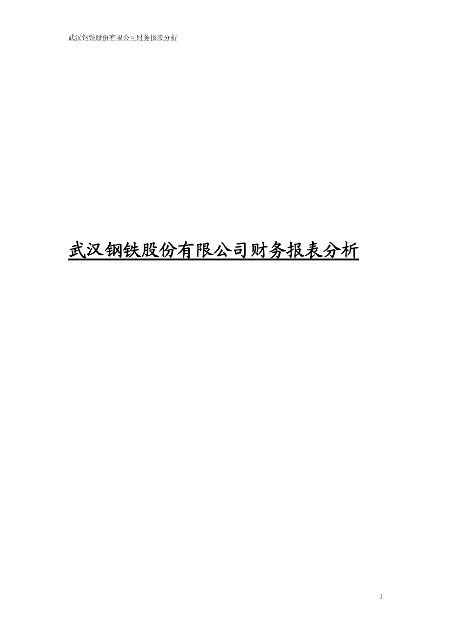 武汉钢铁股份有限公司财务报表分析_第1页