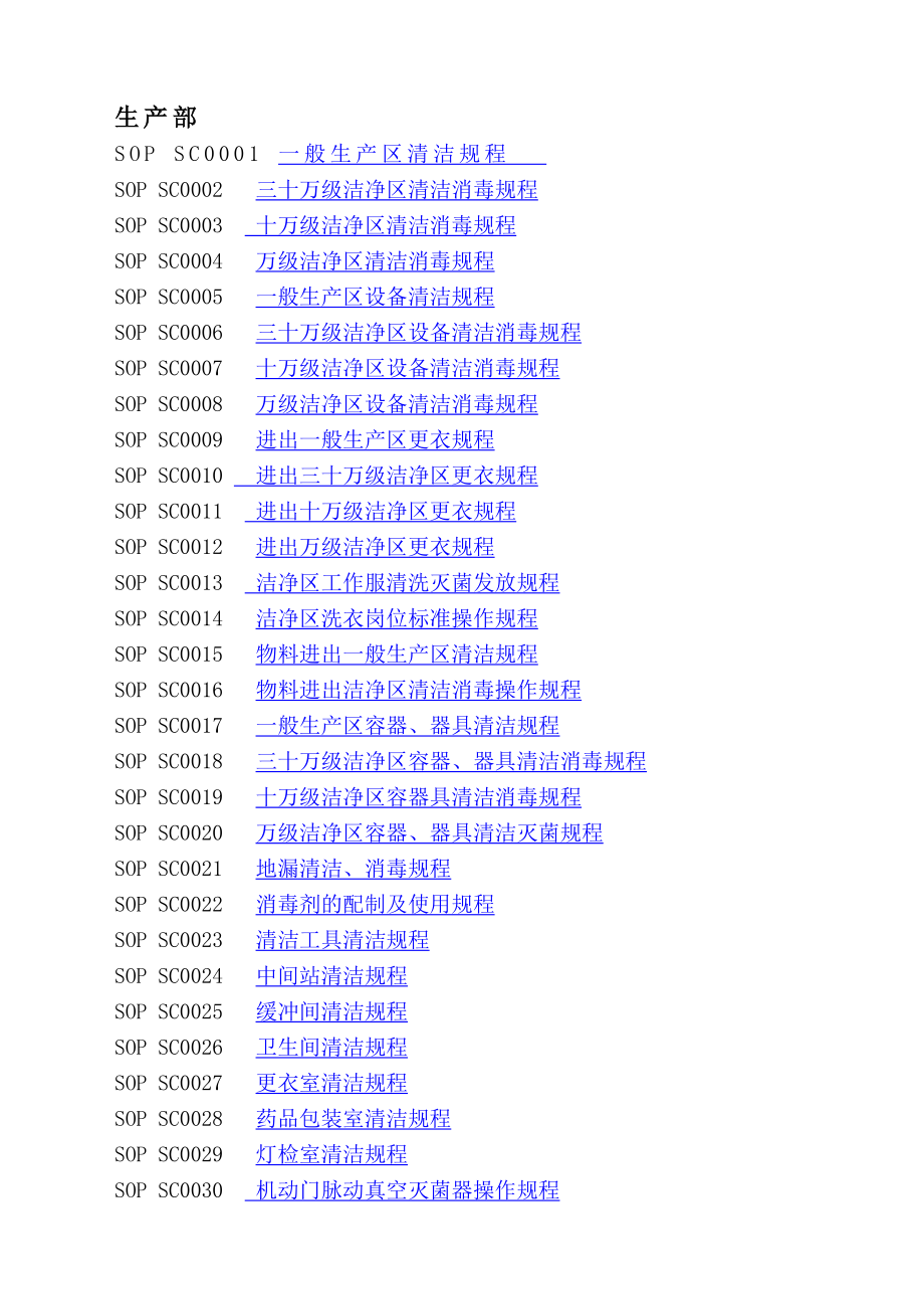 制药企业生产部全套SOP_第1页