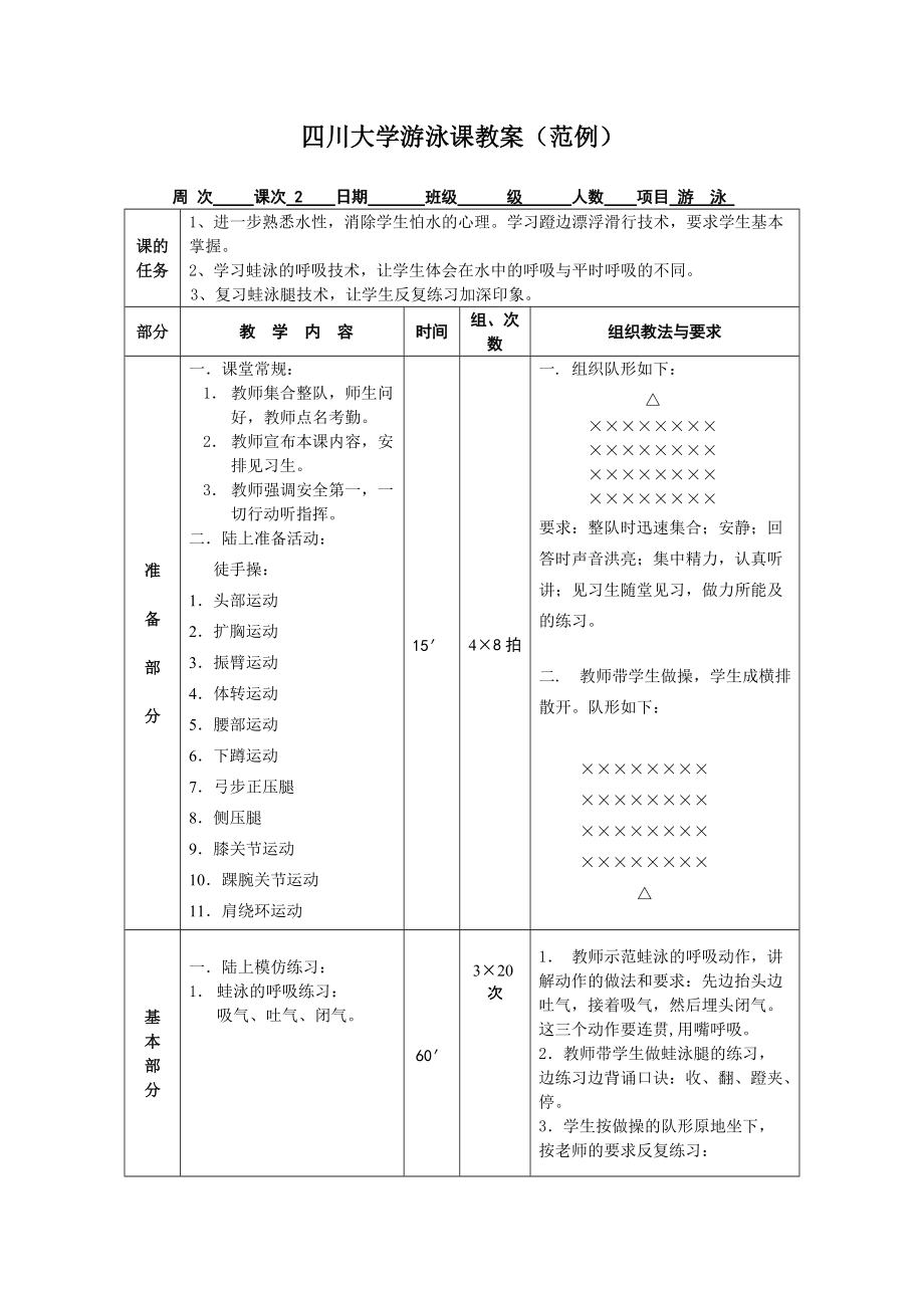 四川大学游泳课教案(范例)_第1页