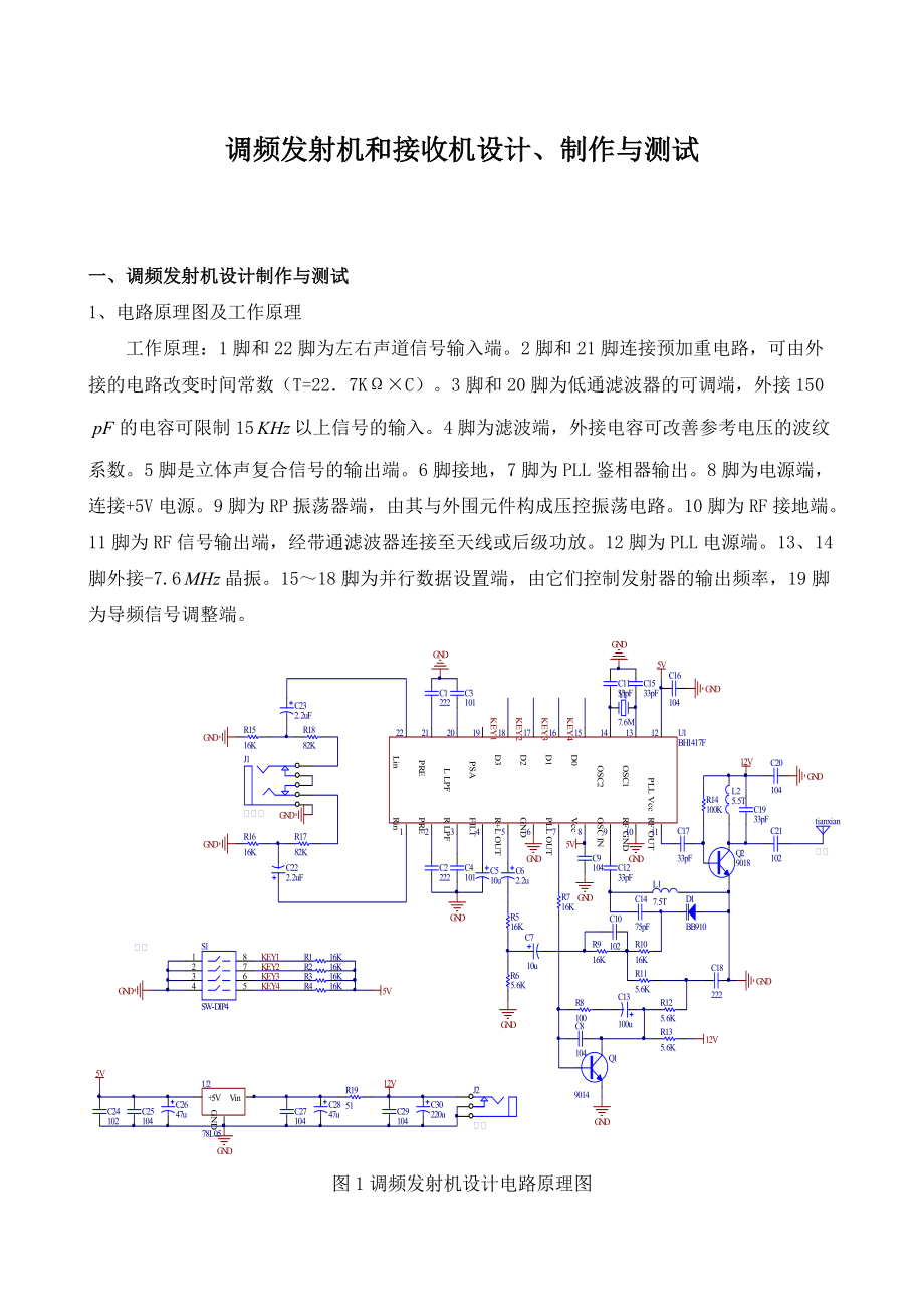 调频发射机和接收机设计、制作与测试_第1页