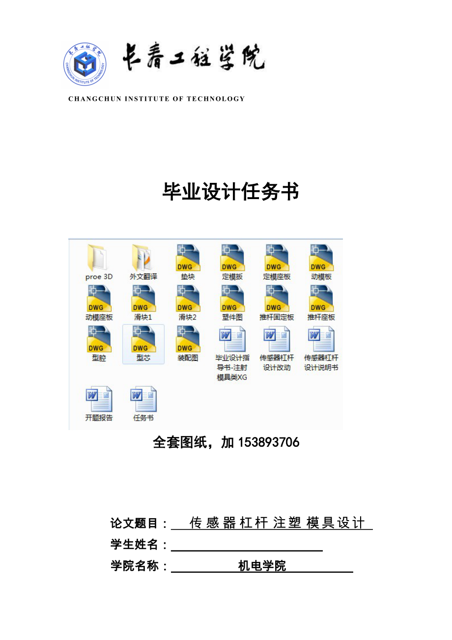 機(jī)械畢業(yè)設(shè)計(jì)（論文）傳感器杠桿注塑模具設(shè)計(jì)【單獨(dú)論文不含圖三維】_第1頁(yè)