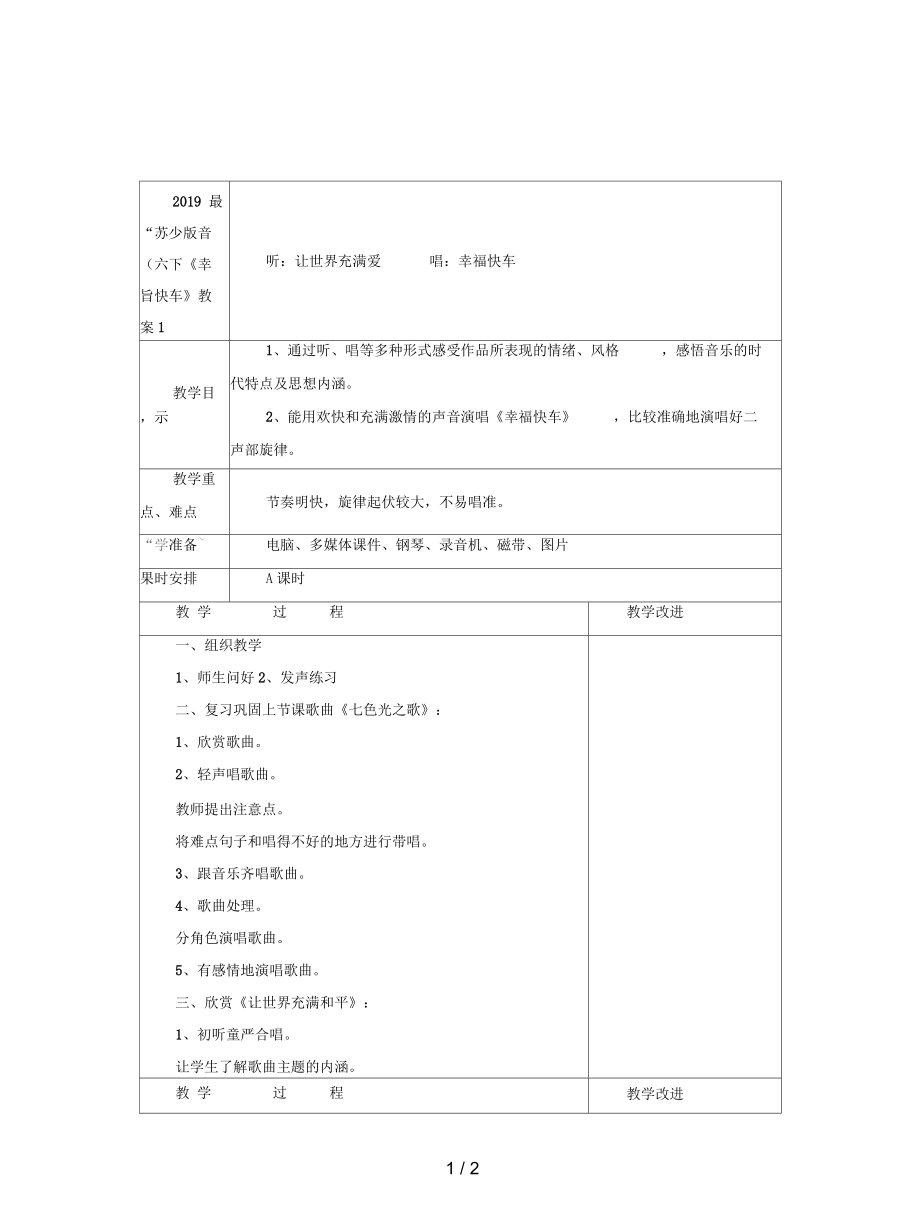 苏少版音乐六下《幸福快车》教案1_第1页