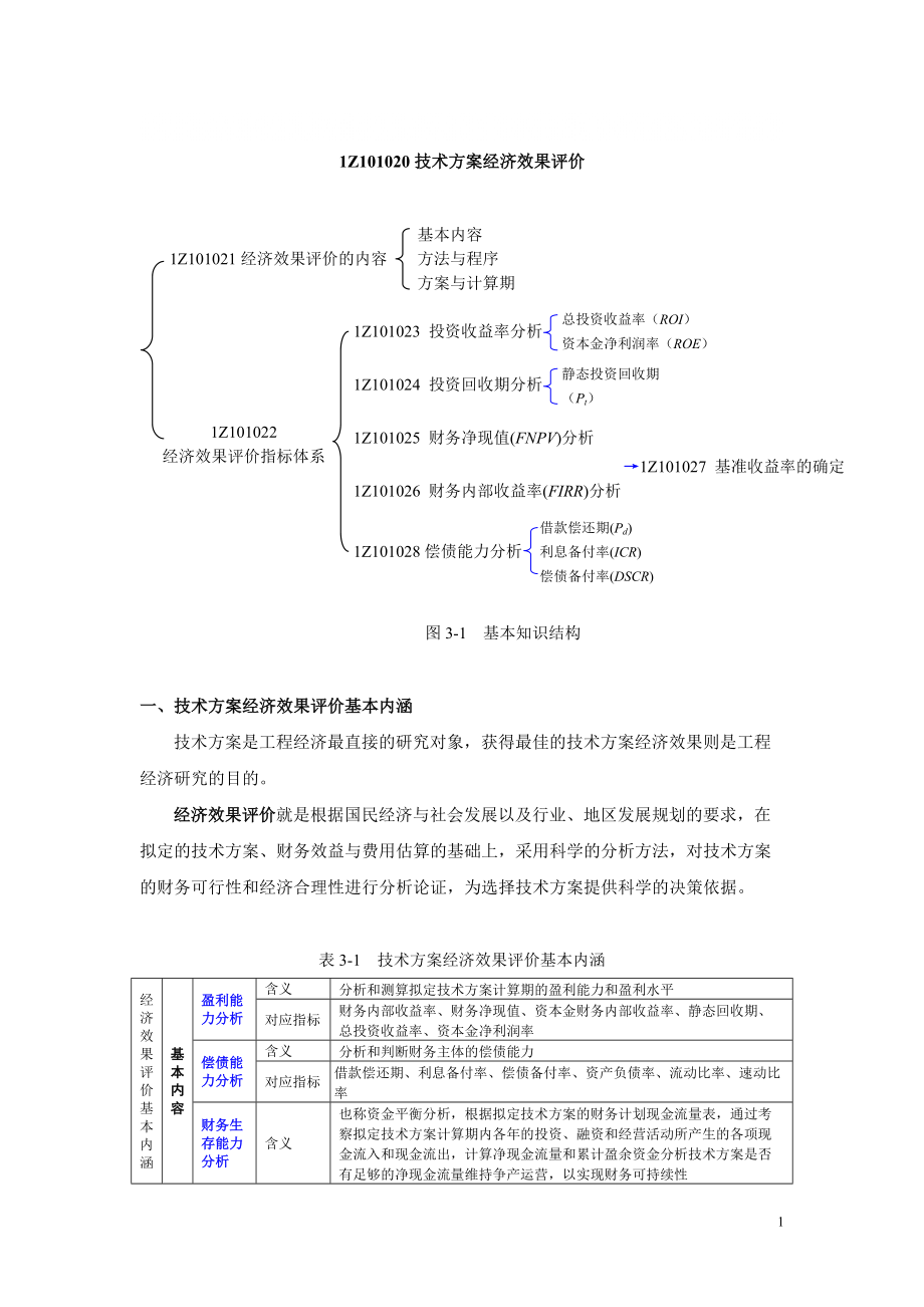 一级建造师工程经济技术方案经济效果评价_第1页