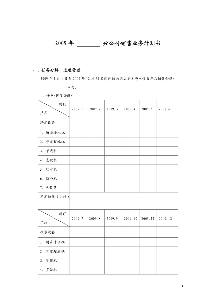 分公司销售业务计划书_第1页