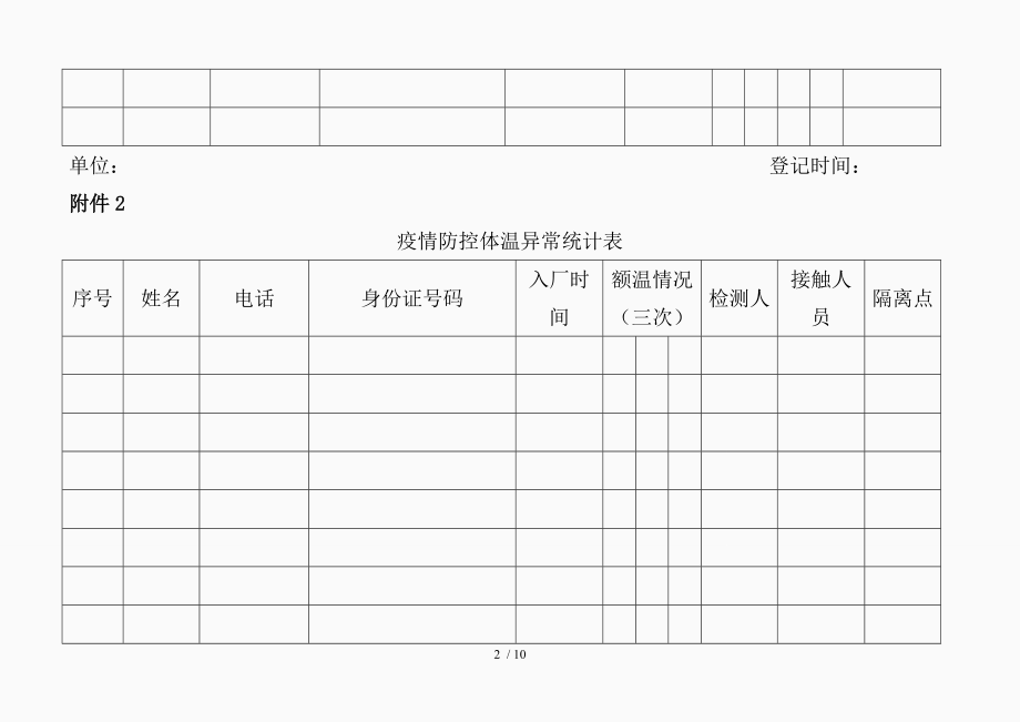 疫情防控登记表精品课件