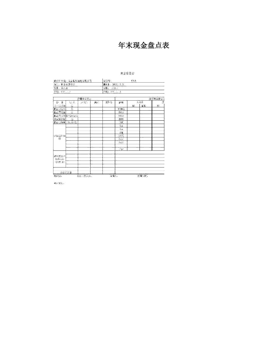 年底盘点表图片