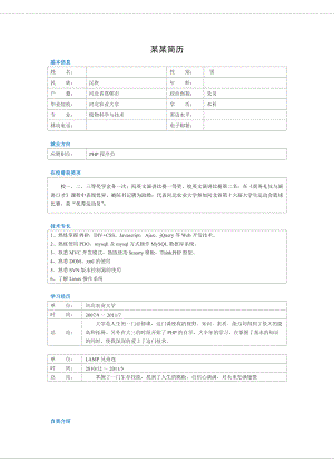 [求職簡(jiǎn)歷]PHP應(yīng)聘模板