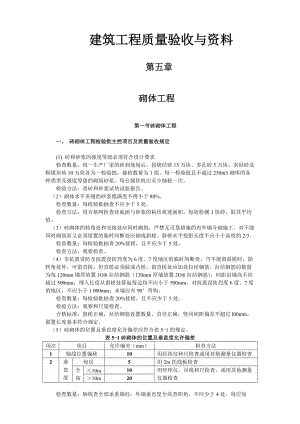 建筑工程質量驗收與資料 第五章 砌體工程