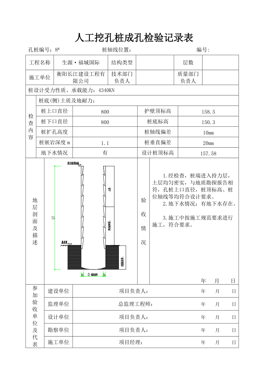 人工挖孔樁成孔檢驗(yàn)記錄表2_第1頁(yè)