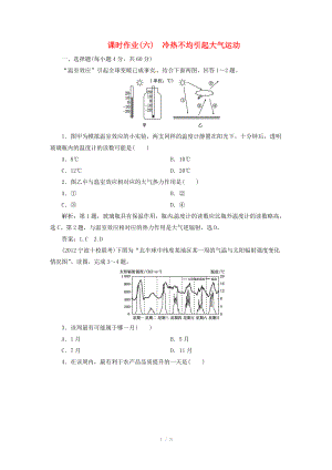 高中地理總復(fù)習(xí) 課時(shí)作業(yè)6 冷熱不均引起大氣運(yùn)動(dòng) 新人教版